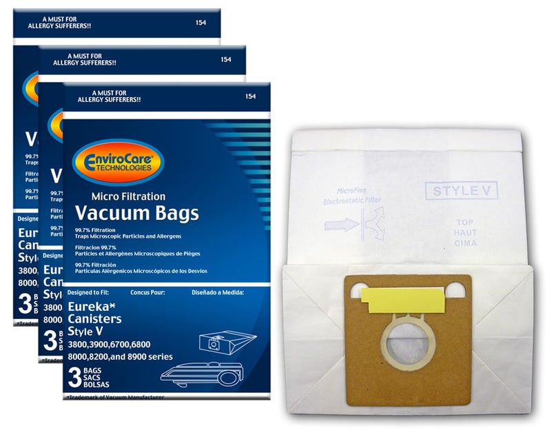 EnviroCare Replacement Micro Filtration Vacuum Cleaner Dust Bags for Eureka Style V Canisters 9 Bags - Image 1